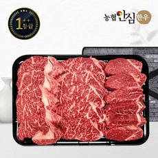 [농협안심한우] 1++등급 한우 선물세트 채반 구이1호 1kg (등심400g/채끝300g/안심300g), 1개