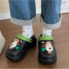 아와유키 EVA 도그 컬러 블로킹 통굽 키높이 아쿠아 슬리퍼 6CM