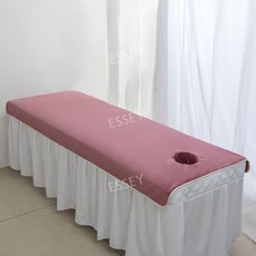 미용베드커버 침대 마사지 피부 속눈썹 팥죽색 시트, 90x190cm 두꺼워짐, 1. 구멍이 있는 코랄 핑크 테두리