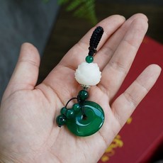 옥 장식 연꽃 키링 불교 전통적인 심플한 열쇠고리 부처님, 하얀옥, 1개