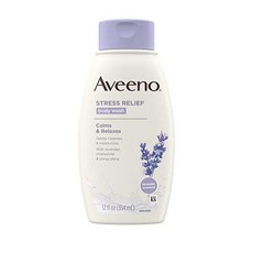 Aveeno 아비노 LA직배 스트레스 해소 바디 워시 수딩 오트 라벤더 카모마일 & 일랑 에센셜 오일 염료 비누 프리 카밍 민감한 피부에 소프트 샤워 용 12 Fl. Oz (3 팩), 1개