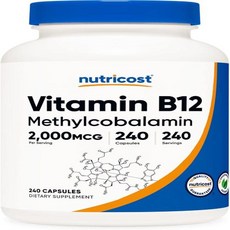 Nutricost 비타민 B12(메틸코발라민) 2000mcg 240캡슐 - 채식주의자 캡 GMO 프리 글루텐 프리 B12 보충제, 1) 120 Count (Pack of 1), 3개