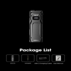 Nitecore EDC23 울트라 슬림 토치 라이트 포켓 전술 2500 루멘 손전등 OLED 스크린 USB-C 충전식 랜턴, 1개
