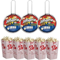 Jiffy Pop 지피팝 팝콘 야외 캠핑용 즉석 팝콘 간식 가스레인지 버터맛 127g, 3개