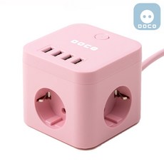 보코 USB 멀티탭 3구 2m 핑크, 1개