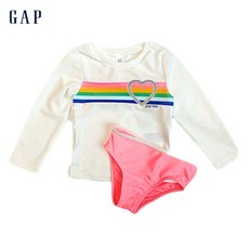 픽스키즈 갭베이비 갭로고 무지개 래쉬가드 긴팔 여아 투피스 수영복