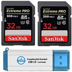 샌디스크 32GB SDHC SD Extreme Pro UHS-II 메모리 카드 (Two Pack) 300MBs 4K V30 U3 (SDSDXPK-032G-ANCI, One Color_One Size, 상세 설명 참조0, 상세 설명 참조0
