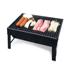 캠핑 사각그릴 숯불화로 BBQ 석쇠, 블랙