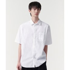 MUSINSA STANDARD 릴렉스드 워시드 포플린 반소매 셔츠 [화이트]