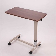 침대 이동식선반 보조 간이식탁 높이조절 테이블, 수동 높이조절-베이지 77-126cm