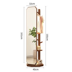 윙커퀸 북유럽 원목 고급형 전신거울 수납 벽 전신 거울 행거 화장대 예쁜 대형 이동식, 5)회전형-다크브라운