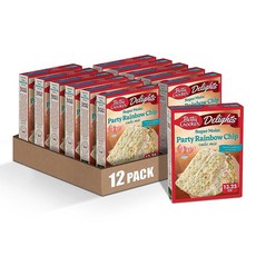 Betty Crocker Delights 슈퍼 모이스트 파티 레인보우 칩 케이크 믹스 375.6g(13.5온스) (12팩)