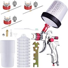 페인트 건 자동차용 600cc 혼합 컵 및 뚜껑 10개 1.4/1.7/2mm 노즐이 있는 HVLP 스프레이 키트 자동차 가구 차체 수리용, Air Spray Gun, 1개