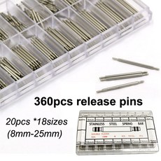 360PCS 시계 수리 도구 키트 시계 밴드 핀 봄 바 릴리스 핀 8 9 10 11 12 13 14 15 16 17 18 19 20 21 22 23 24 25mm|수리 도구 &