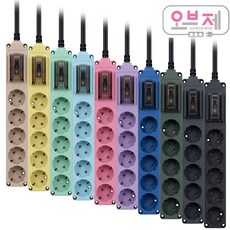 현대일렉트릭 오브제 국산 고용량 5구 멀티탭 누전차단 과부하차단 4000W 에어컨 냉장고 멀티탭, 1개, 블루, 3m