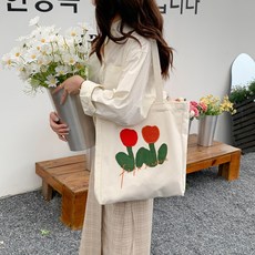 자수 대용량 토트 캔버스백 학생 쇼퍼백 여성 캐주얼 크로스백