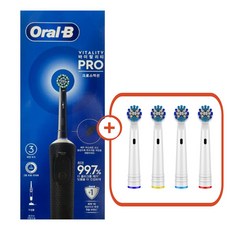 브라운 오랄비 전동칫솔 바이탈리티 프로 D103 호환모 1팩 세트(핸들1+호환모4), 전동칫솔 D103블랙+EB20호환모