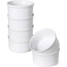 르 타우치 라메킨스 12온스 크림브뤼를 위한 세라믹 수플레 요리 라바 케이크 푸딩 커스터드 컵 냄비 파이 호박 양파 수프 5인치 6개 세트 날렵한 흰색