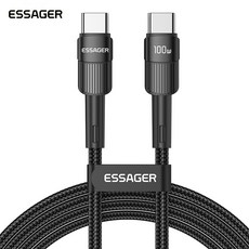 ESSAGER 스타 PD 100W C to C타입 고속 충전 케이블 아이폰 핸드폰, 2m (A-059), Black, 1개