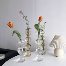 유리 꽃병 말린꽃보관 빈티지 큰 오로라 화병, 투명 포구