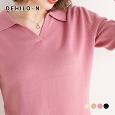 데일로엔 여성용 오픈 브이넥 카라 긴팔 니트