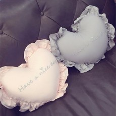 메리버드 로맨틱 하트 자수 쿠션 침실 거실 인테리어, 하트자수쿠션: 그레이