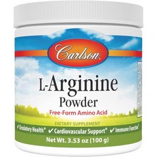 Carlson 칼슨 - L-아르기닌 분말 자유 형태 아미노산 순환 건강 3.53온스(100g), 1개