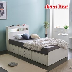  데코라인 코넬 피카 LED 수납 침대 SS+양면매트 DKN074C, 네이비메이플 
