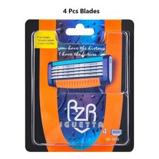 남성용 안전 면도날 4 레이어 독일 스테인리스 스틸 면도날 Mach 3 면도기 호환, 4 Blades 1
