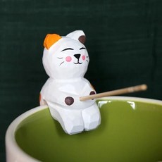 나무 조각 고양이 티백 걸이용 낚시 판다 필터 수공 컵 림, 01 cat Matt, 1개