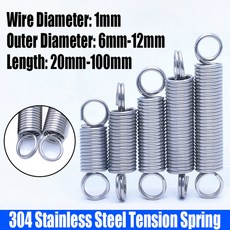 익스텐션 장력 코일 이중 후크 L 20mm 100mm 1mm 와이어 직경 304 스테인레스 스틸 O 링 1 2, 304 Stainless Steel, 1x7mm, 100mm 1pcs, 1개