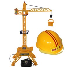 타워 크레인 작동 완구 전동 원격 무선 제어 건설 트럭 장난감 중장비 공사 현장 자동차, 64cm 원격 제어 타워 크레인 + 안전 헬멧