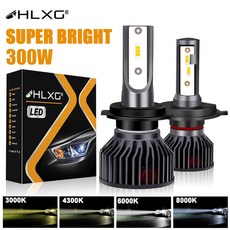 HLXG H4 LED H7 H11 H8 H1 9005 HB3 HB4 9006 자동차 헤드라이트 전구 오토바이 6000K 12V 4300K 8000K 터보 PTF 안개등 2, 1개