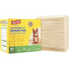 반려동물을 위한 Glad for Pets 지구 친화적인 대나무 트레이닝 패드 | 모든 반려견을 친환경 강아지 고흡수성 85개 탈취견, 22" x 22" - 85 개입, 1개 - 친환경배변패드