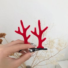 크리스마스 루돌프 사슴 머리띠 산타 파티용품 장식, 붉은 뿔 머리핀