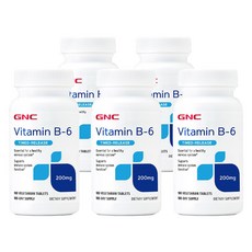 GNC 비타민 B6 200mg 타임릴리즈 100정 (타블렛) Vitamin b6 Timed Release 100tabs-5개 SET, 5개