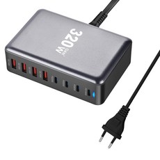 GaN 데스크탑 충전기 8 포트 USB 타입 C PD 고속 3.0 모바일 320W, 04 320W-EU
