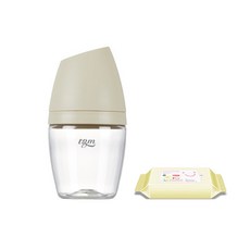티지엠 트라이탄 쌀알 젖병 (젖꼭지포함) + 증정 맘스베베 물티슈 20p, 160ml, 라이스베이지