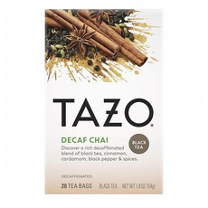 타조 티 디카페인 차이 20티백 6박스 Tazo Black Tea Bags for a cup of relaxing Decaf Chai Caffeine Free 20 Count Pack 6, 1set