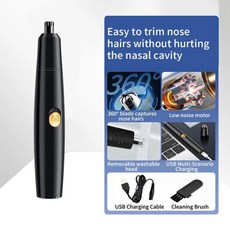 남성용 미니 전기 코 헤어 트리머 USB 충전식 하이 퀄리티 휴대용 선물 클린, 블랙, 없음