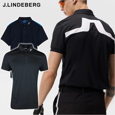 [J.LINDEBERG] 남성 반팔 골프 티셔츠 / 제이린드버그 골프웨어 제프 레귤러핏 폴로 네이비 블랙