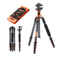 K&F CONCEPT 2-in-1 다기능 반절 가능 외발 알루미늄 마그네슘 합금 카메라 삼각대 + 볼헤드