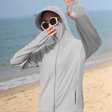 자외선차단 심플 트닝자켓 바람막이 후드집업 그레이 UPF50+ 여름점퍼 *B!ust