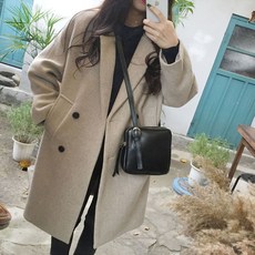비니달려 66PP0HJJ 여성 모직코트 미디 캐주얼 데일리 루즈핏 가을겨울