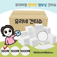 유리네건티슈 빨아쓰는 행주 주방용품, 엠보싱 250매, 1개