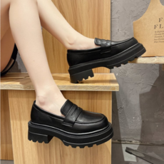 여성봄가을키높이가죽통굽구두