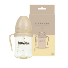 유비맘 역류방지 PPSU 빨대컵 200ml, 초코, 1개