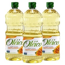 Oleico - 고올레산 GMO 프리 인증 코셔 익스펠러 프레스 고온 안정성 잇꽃 오일 955.2ml33온스 병3팩 206223, 3개