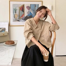 [메이블루] 레글런 퍼프 자켓형 블라우스
