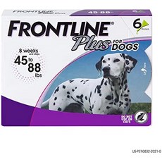  FRONTLINE Plus for Dogs Flea and Tick Treatment (Large Dog 45-88 lbs.) 3 Doses (Purple Box), 6 카운트 